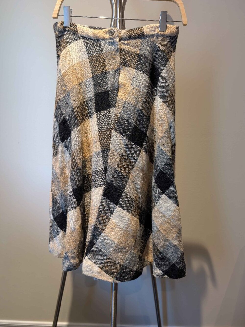 Vintage Candide Brown Plaid/Checkered Woven Wool Skirt (Made in Canada)